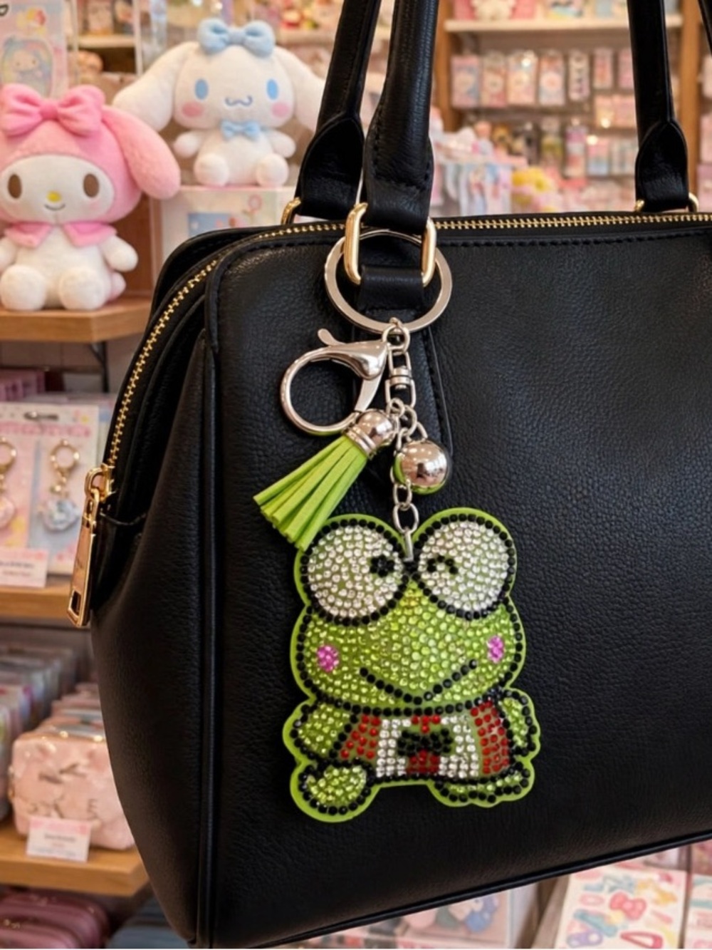 Keroppi rhinestone bag charm keychain